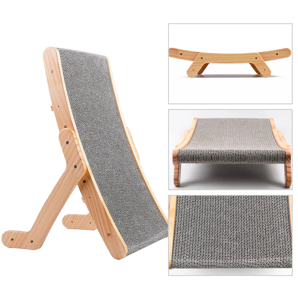 3-in-1 Adjustable Wooden Cat Scratcher