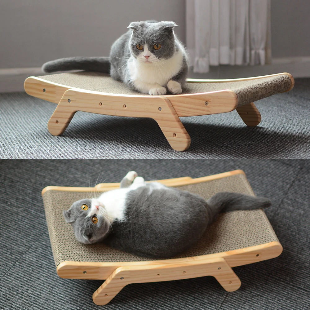 3-in-1 Adjustable Wooden Cat Scratcher