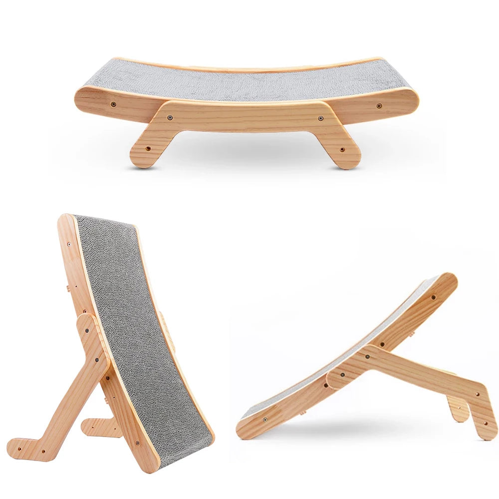 3-in-1 Adjustable Wooden Cat Scratcher