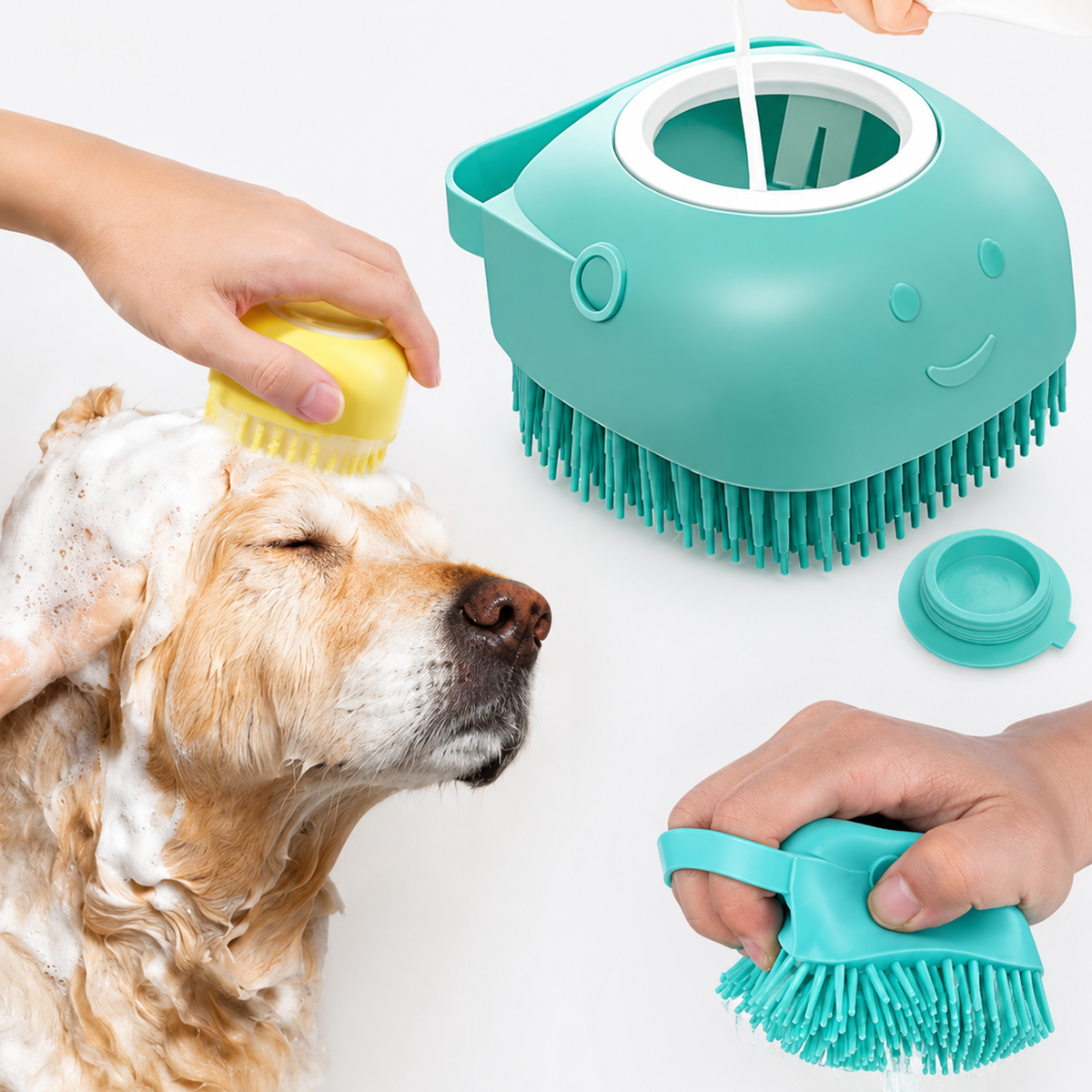 Pet Bathing Brush with Shampoo Dispenser