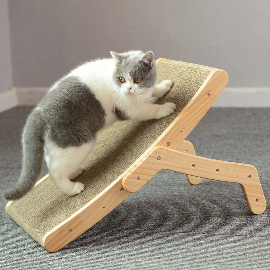 3-in-1 Adjustable Wooden Cat Scratcher
