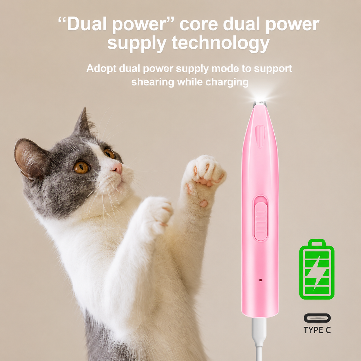 Precision Pet Paw Hair Trimmer with LED