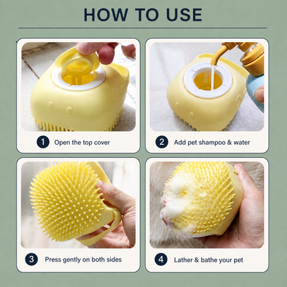 Pet Bathing Brush with Shampoo Dispenser
